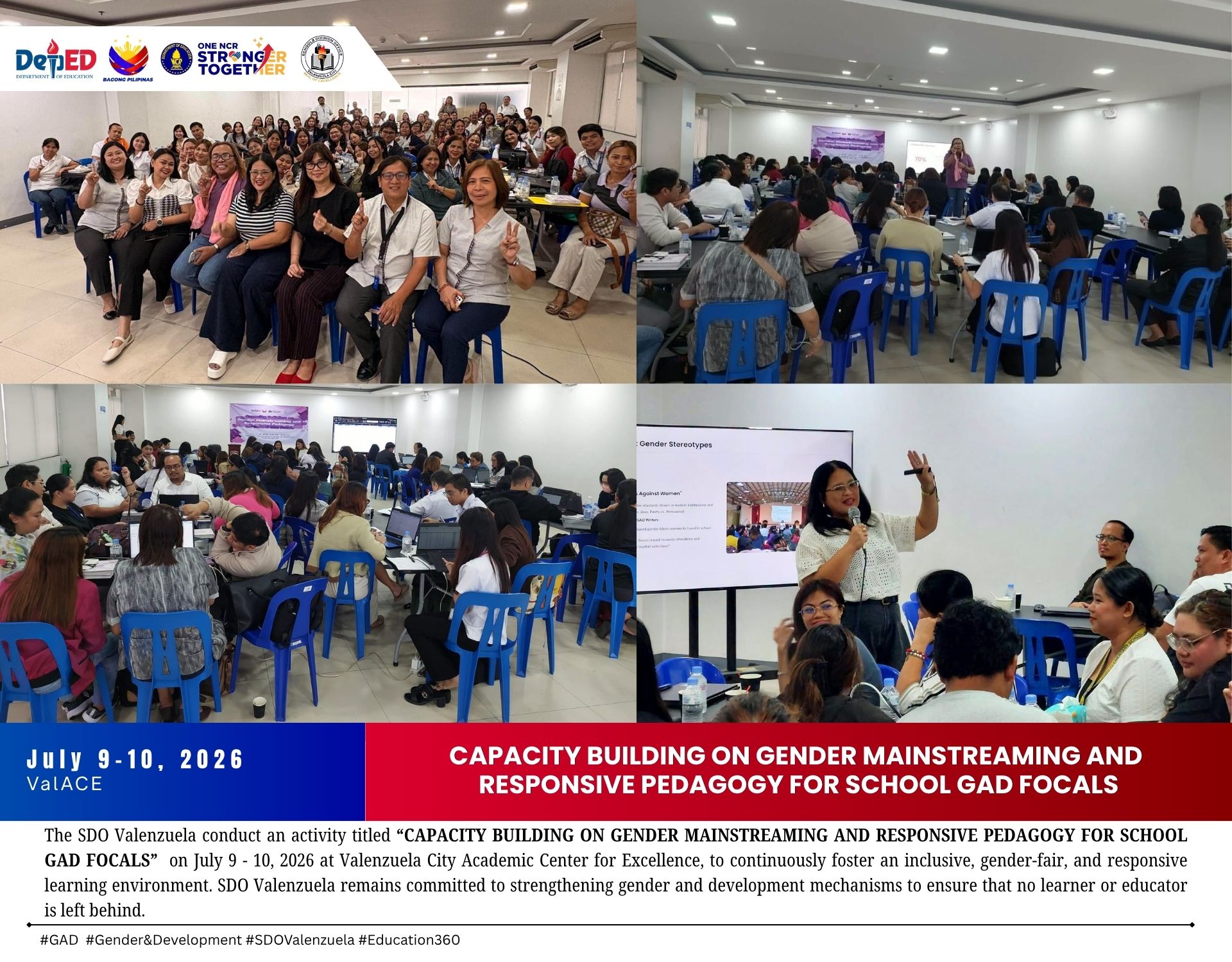 CAPACITY BUILDING ON GENDER MAINSTREAMING AND  RESPONSIVE PEDAGOGY FOR SCHOOL GAD FOCALS